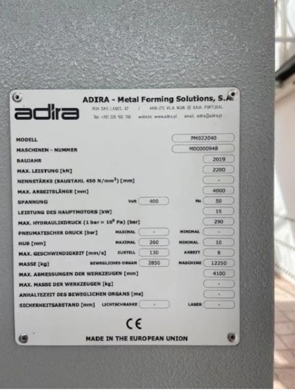 Abkantpresse Adira PM 022040