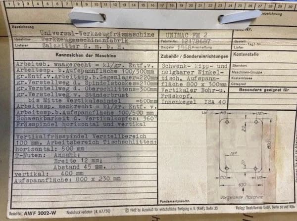 Fräsmaschine Wemas Unimac FM 2